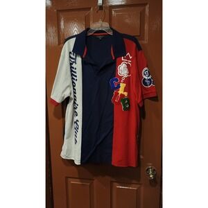 M. Society Mad City Polo Shirt Mens 3XL Red Blue Colorblock Trillionaire Club EX
